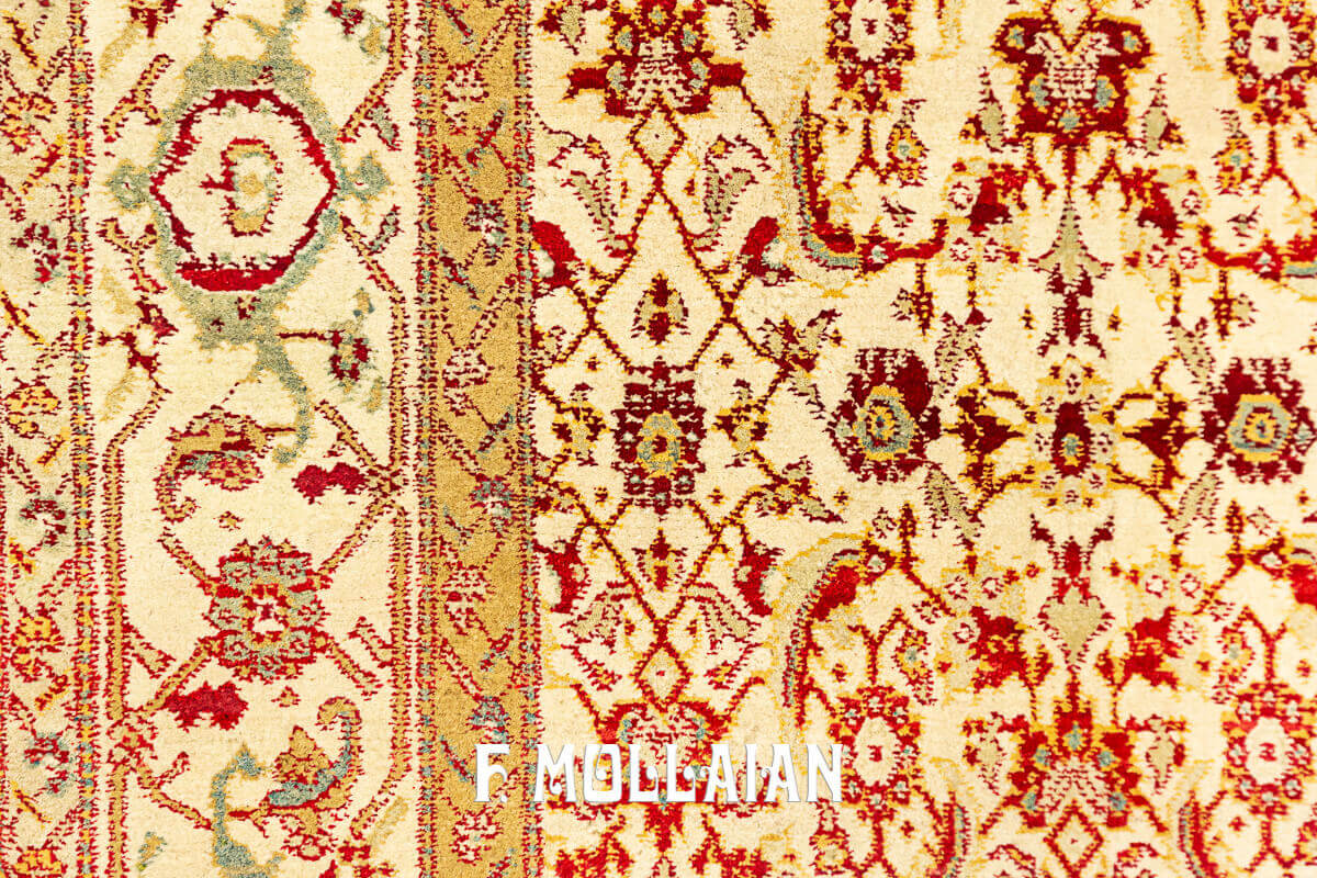 Beige Field Floral All-over Indian Agra Antique Rug n°:16893202